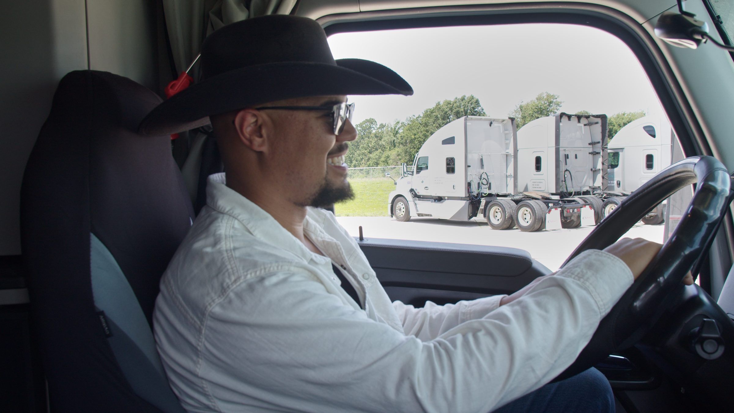 An Onyx Logistics driver at the wheel